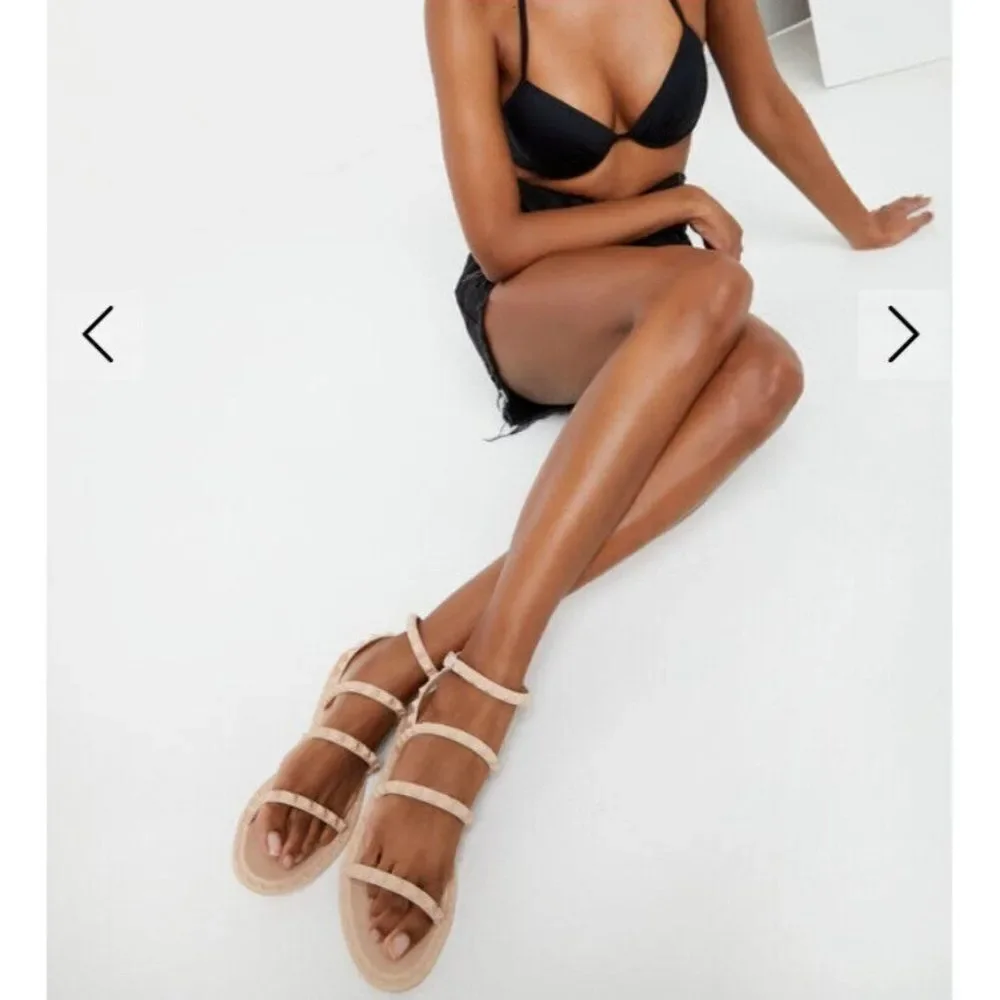 Nicole Miller Lucky rockstud studded rubber jelly gladiator sandals 8
